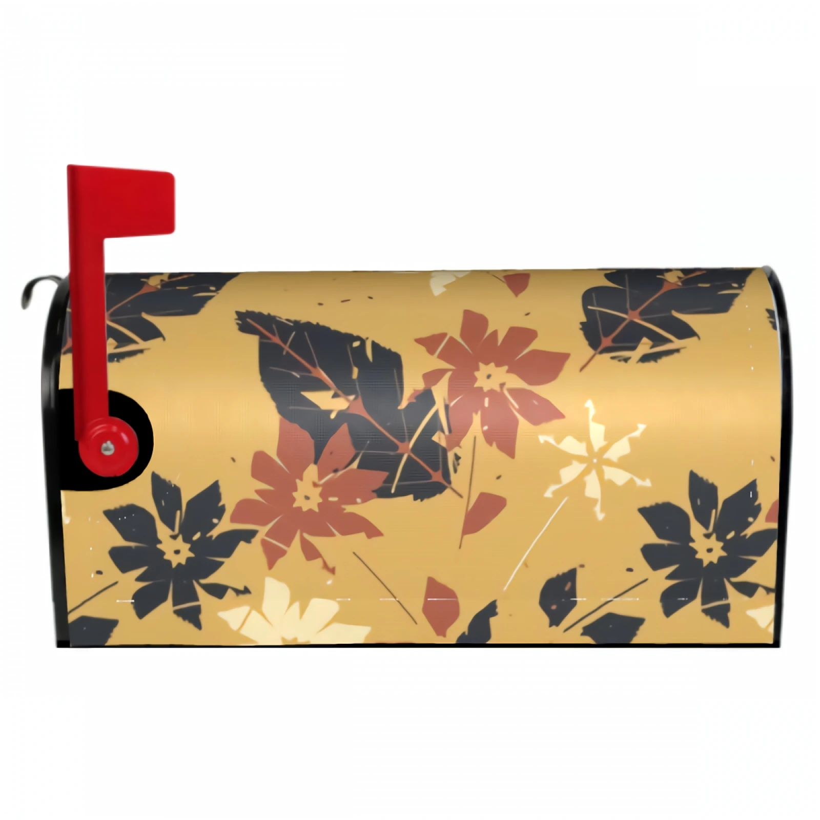 Abstract Leaf Mailbox Covers Magnetic Spring Summer Yellow Mailbox Wraps Post Letter Box Covers for Garden Yard Home Decor