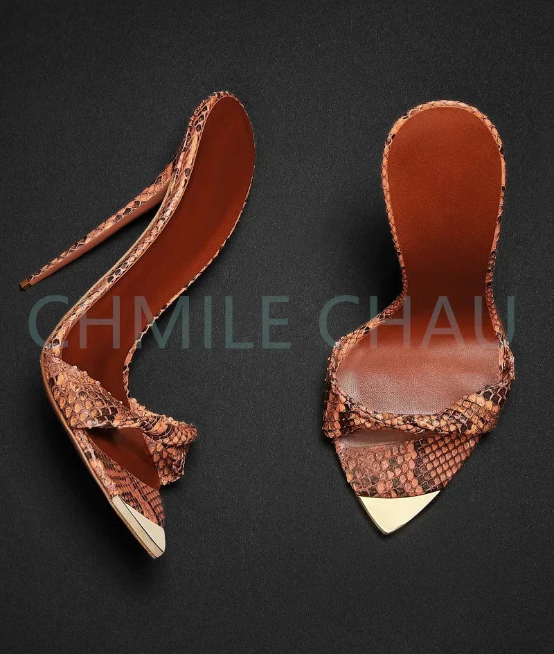 

【Measure your feet length before order】Elegant Luxury Designer Women Sandals High Heel Snake Sexy Fetish Plus Size Shoe 1-CHC-32