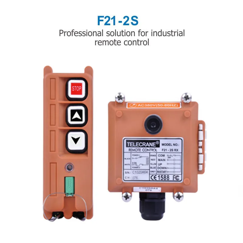 TELECRANE F21-2S Wireless Industrial Remote Control Electric Hoist Winding Engine Sand-blast Equipment Used 3 button