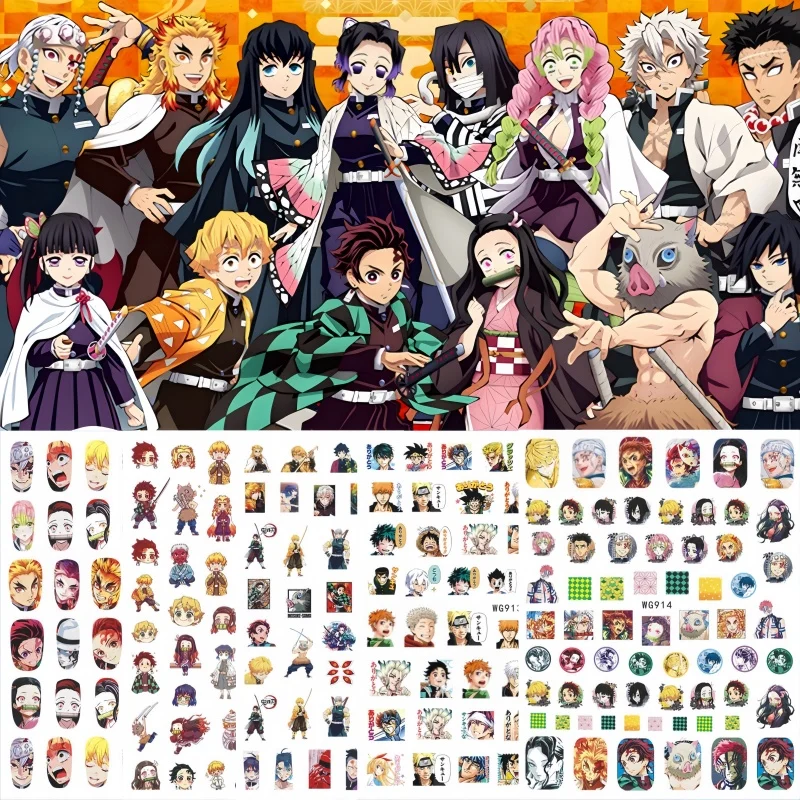 

New Anime Demon Slayer Nail Stickers Kawaii Baby princess Sticker Nail Supplies DlY Cartoon Characters Sticker Sliders For Nails