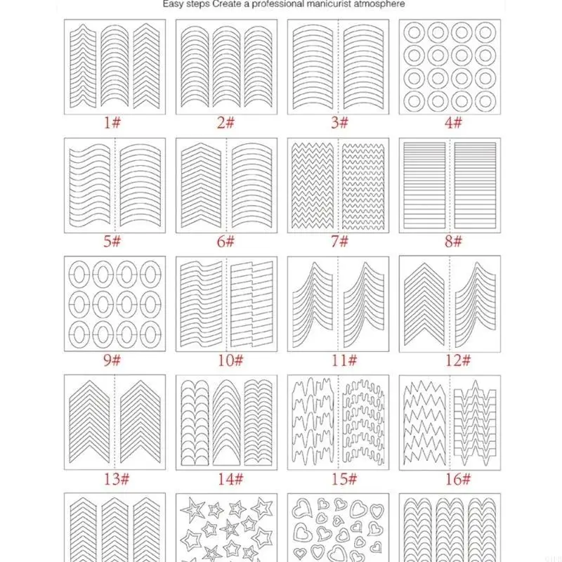 Q1FB 프랑스 매니큐어 스트립 네일 형태 프린지 팁 가이드 스티커 DIY 네일 아트 팁