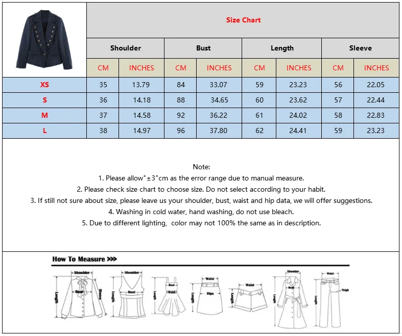 BSAY Retro College Damen Gestreifter Blazer mit Reverskragen, Doppelreihig, Zierknöpfe, Schmale Passform, Kurze Anzugjacke, Lässige Oberbekleidung – Detail 1