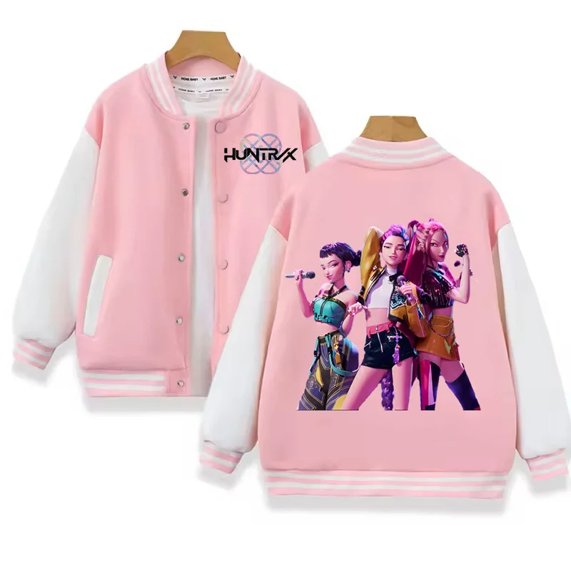 

2025 New KPop Demon Hunters Baseball Uniform Spring Autumn Boys Girls Fashion Jacket Children Casual Hoodie Kids Clothes Outfits