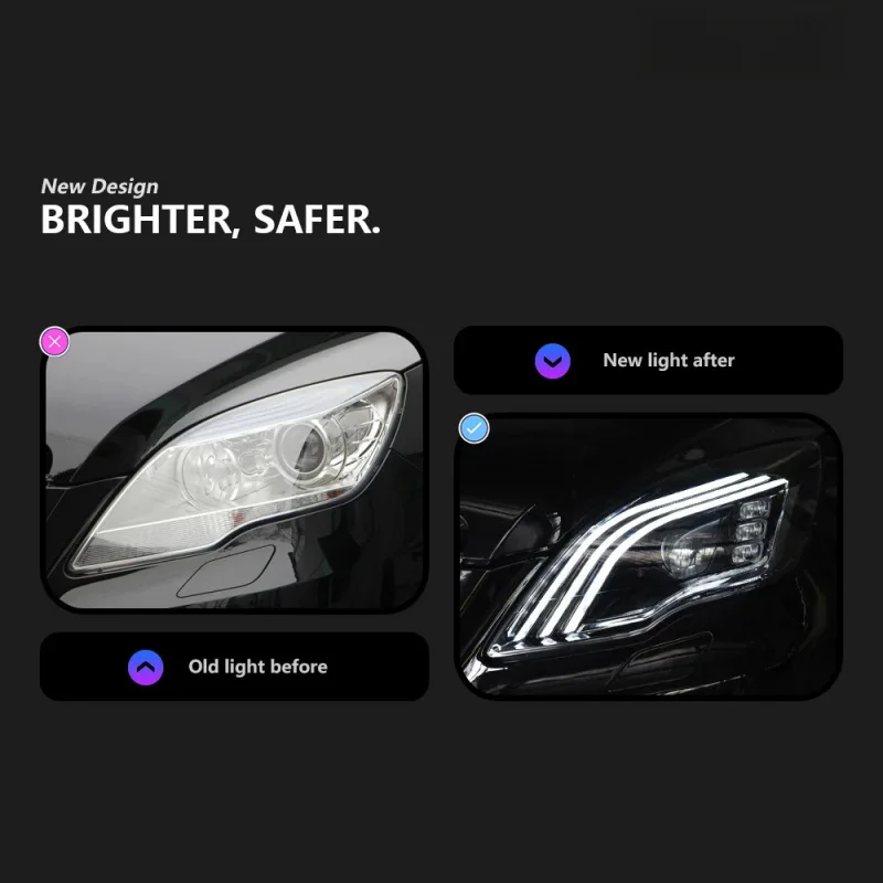 Suitable for Mercedes-Benz R-Class Modification Assembly Upgrade LED Lens Maybach Model R300 R500 Headlight