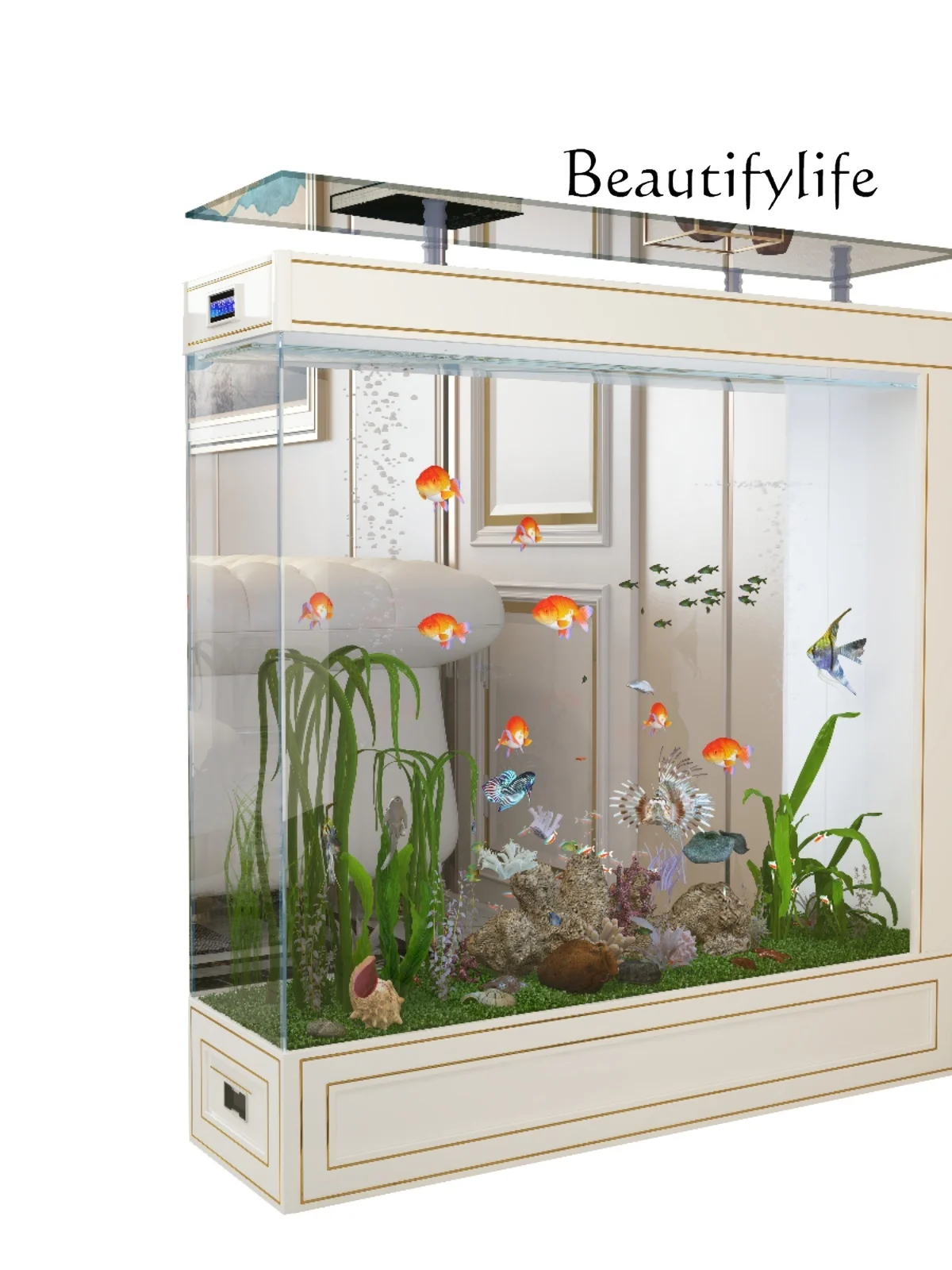 

New light luxury living room home partition integrated aquarium intelligent water-free fish tank