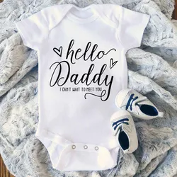 Hello Daddy I Can't Wait to Meet You Newborn Baby Girl Short Sleeves Jumpsuit Comfortable Cotton Bodysuit Romper