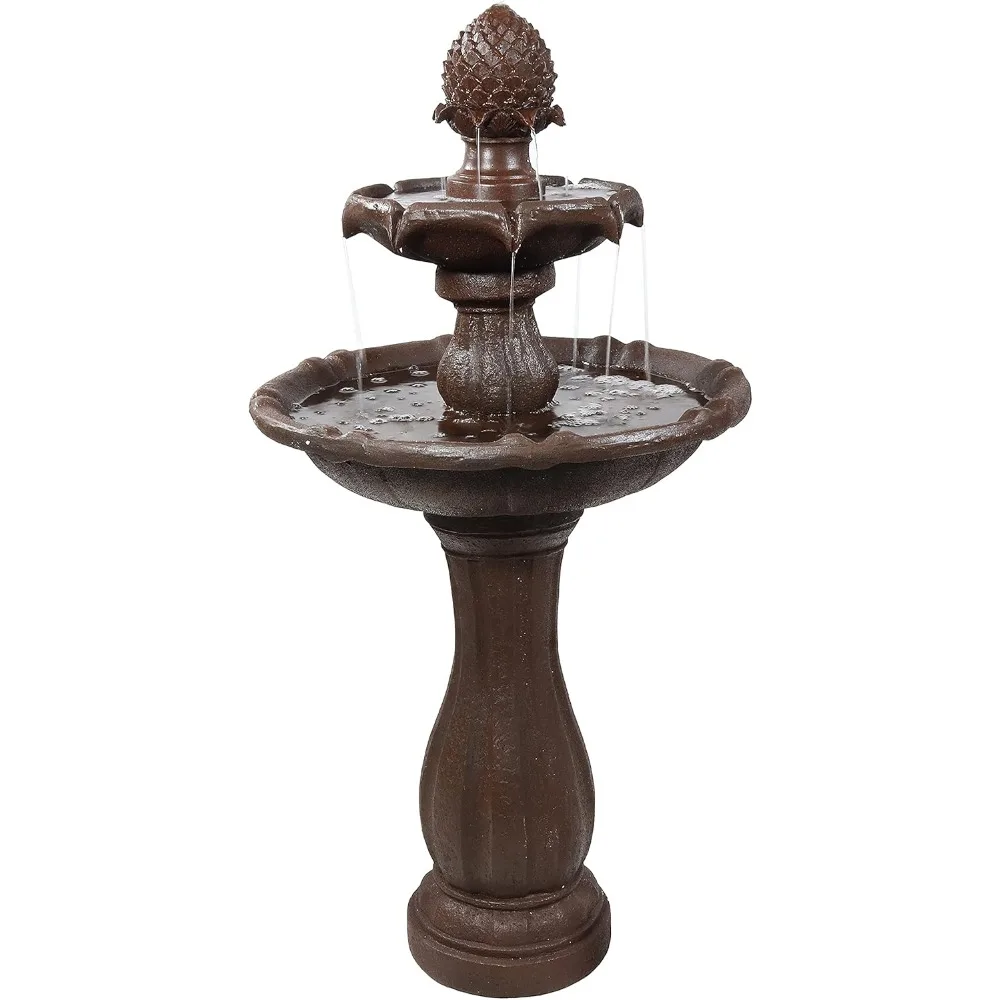 

Pineapple 46-Inch 2-Tier Outdoor Solar Fountain - Decorative Water Fountain with Pump for Garden, Patio, Yard or Balcony - Rust