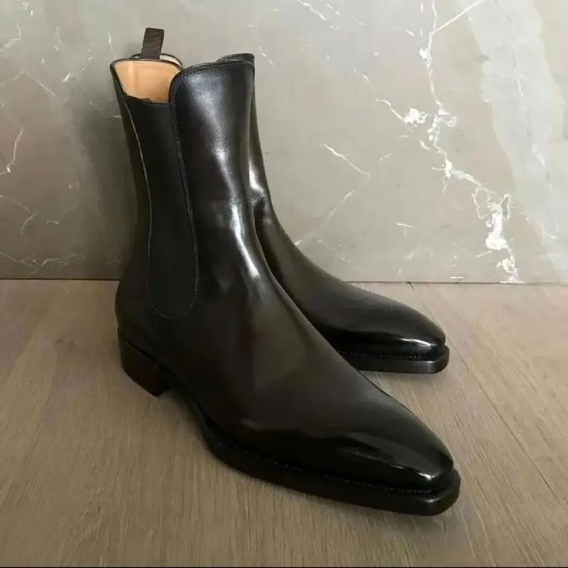 Men Fashion Chelsea Boots Black One Step Business Brand Formal Boots Waterproof Anti slip Wear resistant Size 38-48 Men Boots