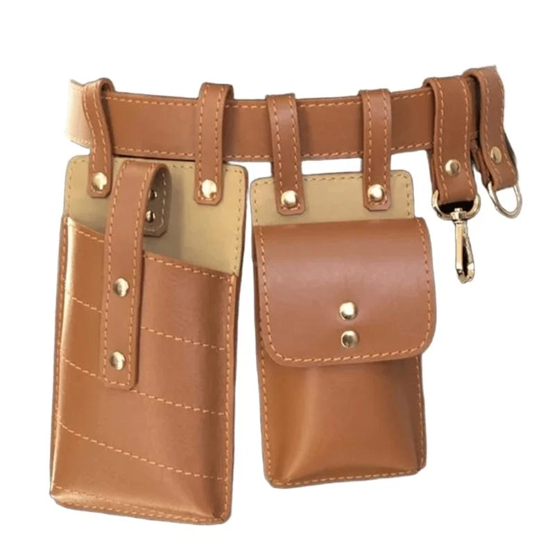 

652F Medieval Steampunk Leather Waist Bag With Leather Belt Medieval Waist Phone Bag Side Pouches For Men Women Halloween