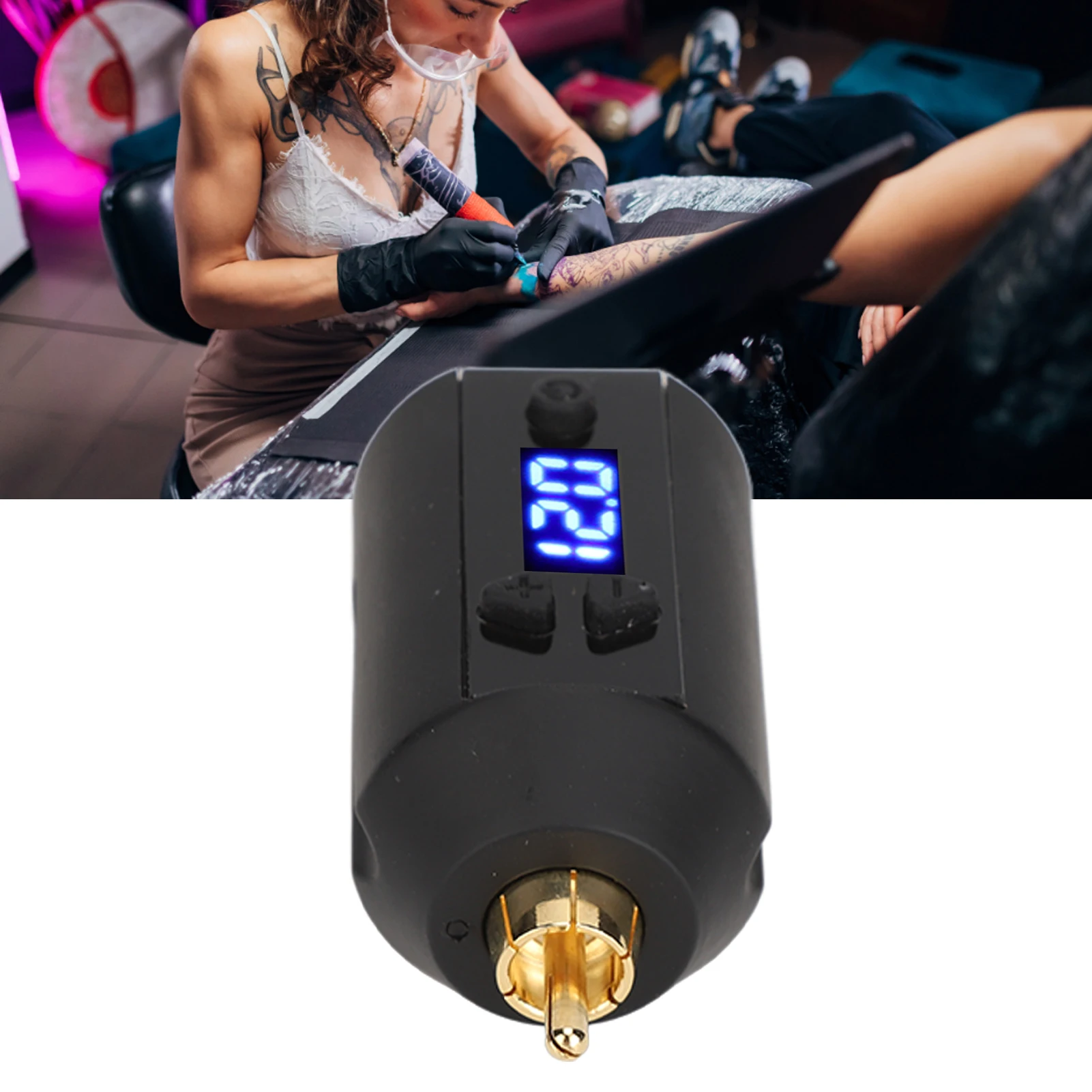 Fuente de alimentación inalámbrica para pluma de tatuaje, 1500mAh, 3-12V, carga USB, voltaje ajustable