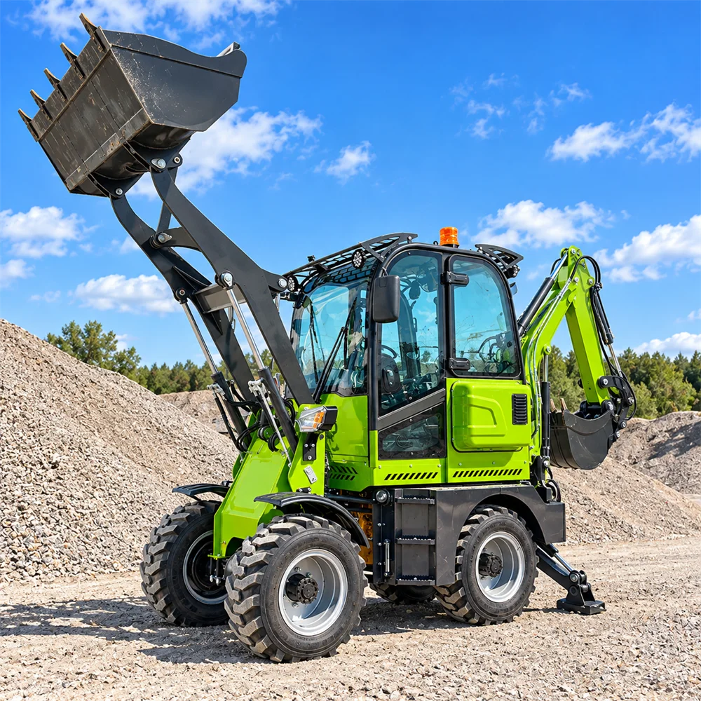 Mini Backhoe Wheel Loader 3500mm Digging Radius for Garden Renovation and Drainage Installation