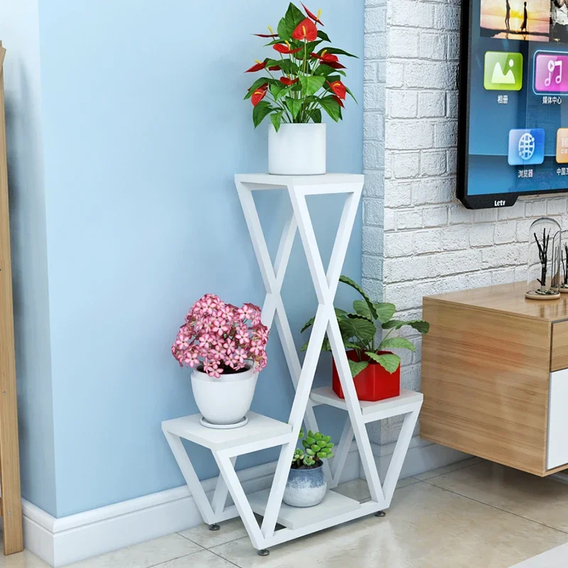 Modern Multi-Layer Wrought Iron Flower Stand-European Style Indoor Plant Rack Floor-Standing for Living Room Decor