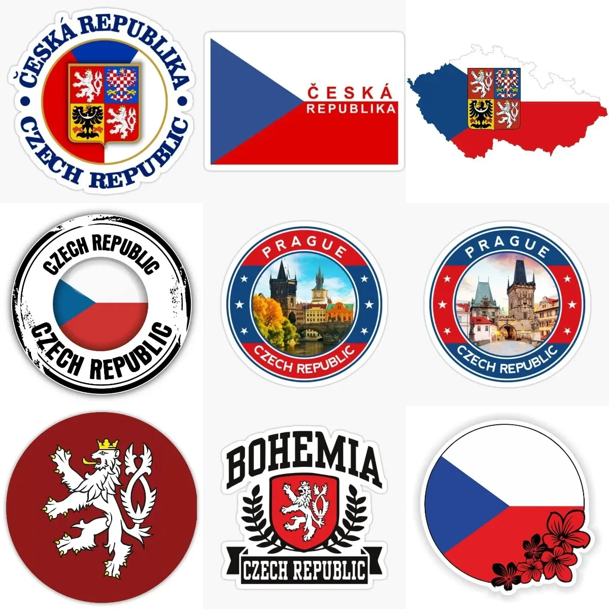 

Czech Republic Flag Map National Emblem Lion Badge Sticker for Decorate Stickers for Motorcycle Window Laptop Camper Car Wall