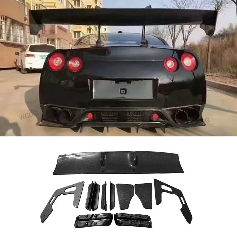 

LB Style Carbon Fiber Rear Spoiler for GTR GTR35 Rear Trunk Lip Spoiler High Neck Wing Car Bodykit