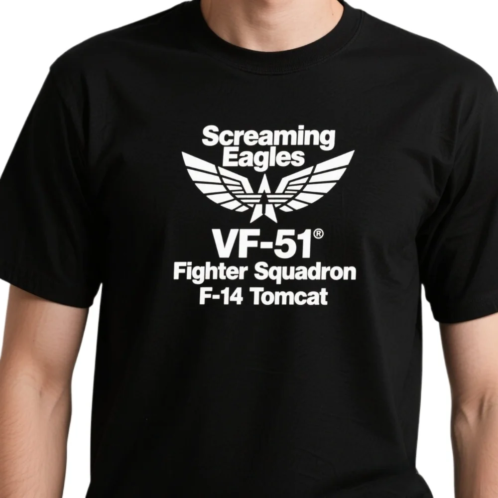 Screaming Eagles VF-51 Fighter Squadron F-14 Tomcat T-Shirt 100% Cotton O-Neck Summer Short Sleeve Casual Mens T-shirt