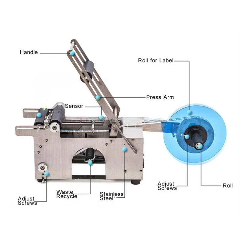 Automation Label Rewinder Machine for Glass and Metal Storage Bottles with Core Gearbox Component