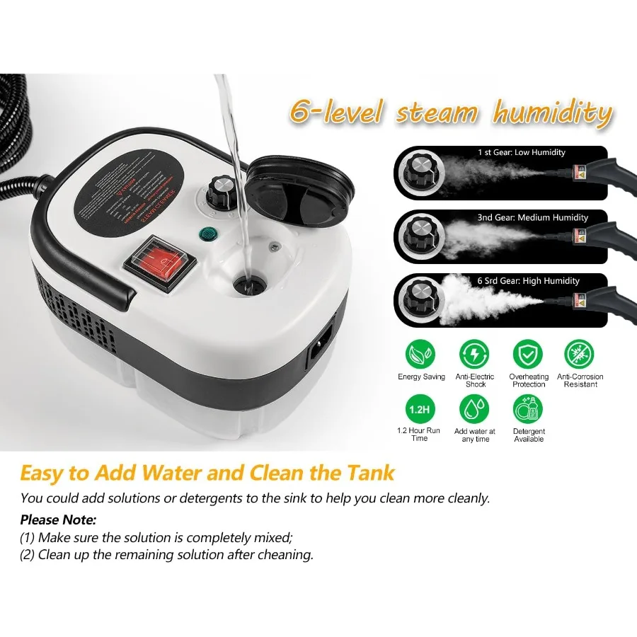 7 in 1 Pembersih Uap 2500W Tekanan Tinggi untuk Membersihkan Mobil, Pembersih Uap Genggam untuk Penggunaan di Rumah, Lantai Kayu Keras