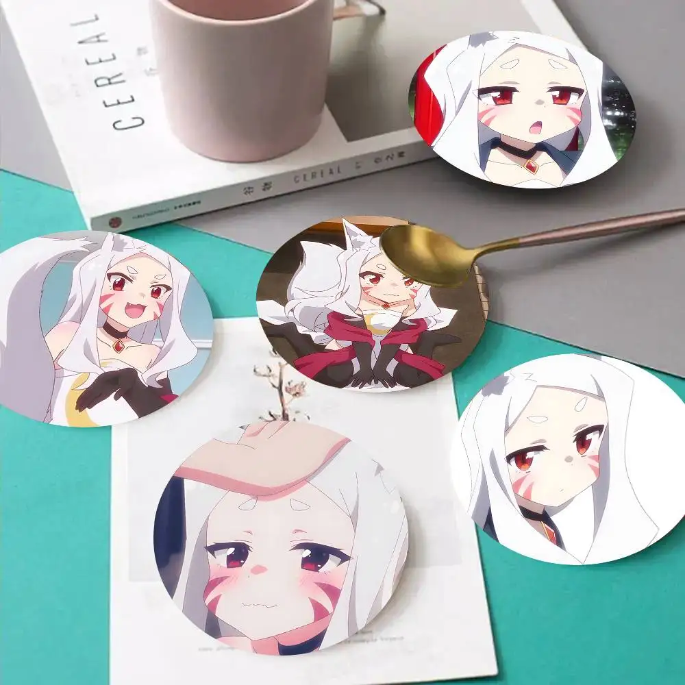 1pc Shiro The Helpful Fox Senko-san Wooden Coaster Colour Printing Cup Mat Home Desk Decoration Gifts