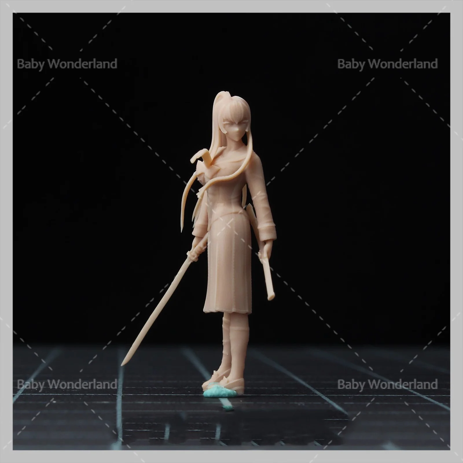 Miniatures Figures 1/64 1/43 Japanese Zombie Anime Character Girl Holding Knife Model Creative Photography Scene Car Vehicle