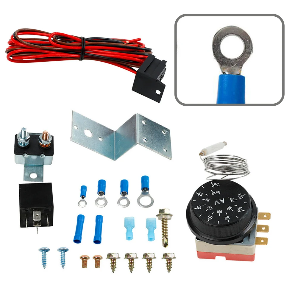 Car Adjustable 12V Electric Radiator Fan Cooling Control Relay Wire Harness Kit 60A Car Truck Replacement Parts Professional