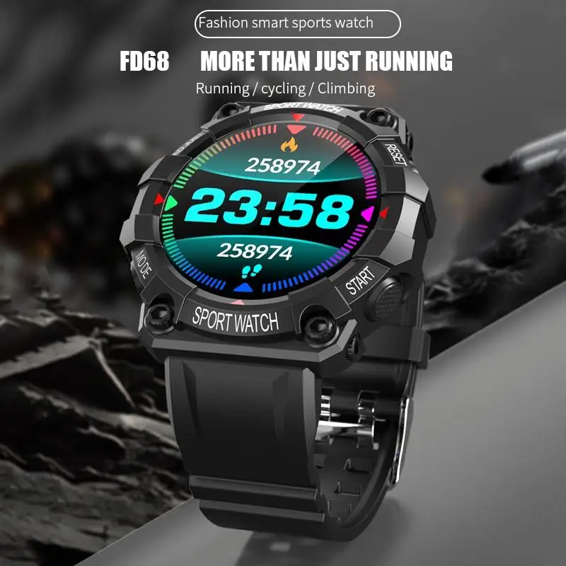 FD68 reloj inteligente para hombre y mujer, pulsera deportiva conectada con Bluetooth, táctil, para IOS y Android