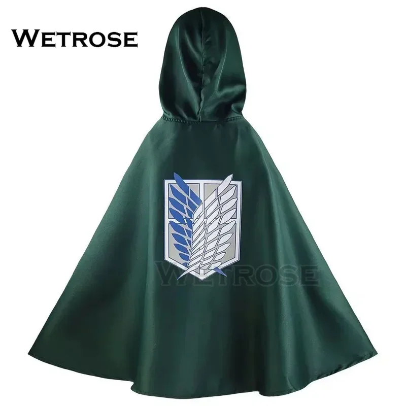 【Wetrose】AOT Cloak Raincoat Cosplay Costume Eren Levi Titan Waterproff Hoodie Coat Cloak Cape Anime Survey Corps Final