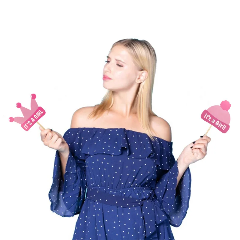 19pcs Pink Lovely It\'s a Girl Photobooth Props for Baby Shower Accessories Newborn Girl Gift Party Favor Supplies