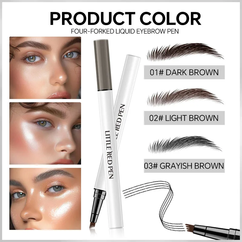 Four-prong Waterproof and Sweat-resistant Eyebrow Pencil, Keeps Makeup Natural and Doesn't Fade.