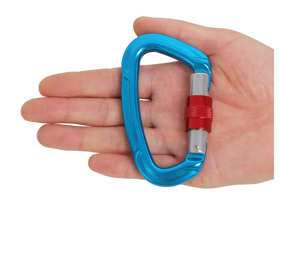 2Pc D‑Shape Screw Lock Carabiner 25KN Breaking Strength Heavy Duty Safety Buckle For Keys Tools Outdoor Mountaineering Equipment
