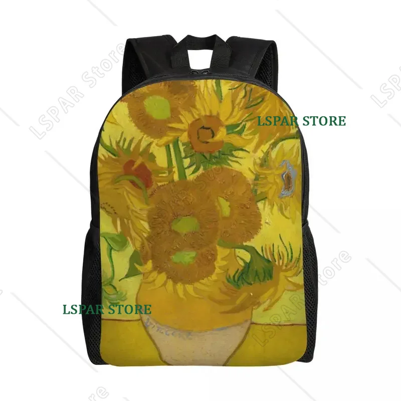 Vase With Twelve Sunflowers Backpacks School College Student Bookbag Fits 15 Inch Laptop Vincent Van Gogh Painting Bags