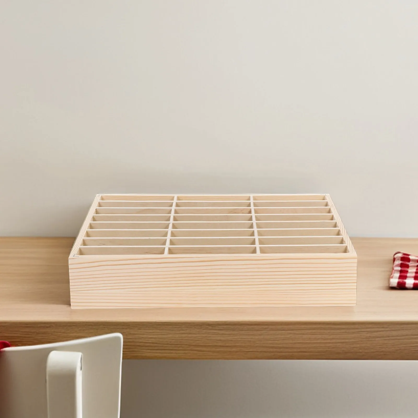 24-Compartment Wooden Phone Storage Box for Classroom Meeting Room Repair Shop Mobile Phones Cases Tempered Glass Desktop