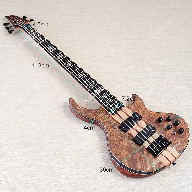 جيتار كهربائي قابل للتحويل مقاس 43 بوصة مكون من 5 أوتار من خلال الجسم السلبي/النشط مع جسم الماهوجني ونواة زهر الخوخ 5 أوتار #1