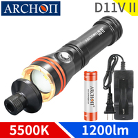 D11V II Diving video light Scuba dive flashlight Underwater 100m  Dive photography ligth 10mm snoot dive flashlight fill lights