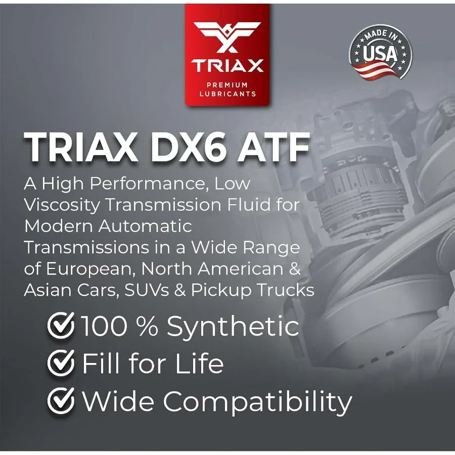 DX6 ATF — совместим с приложением Dexron VI и Mercon SP/LV — полностью синтетический, OEM-класс, низкая вязкость, заполнение для авто