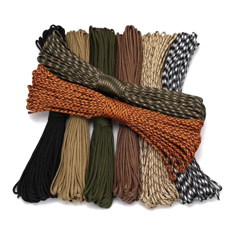 Corda de Paraquedas 31M 7 Fios 550 Paracord 4mm para Acampamento ao Ar Livre, Kit de Sobrevivência, Corda para Guarda-Chuva, Tenda, Alça e Varal