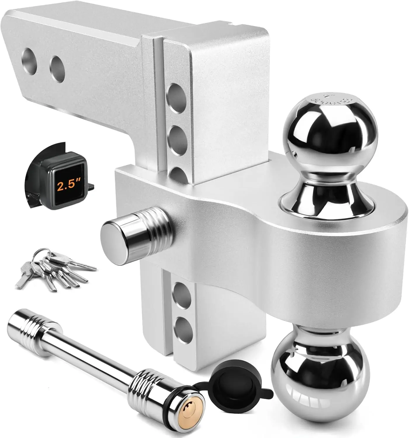 

Adjustable Trailer Hitch with 6 Inch Drop/Rise, Fits 2.5'' Receiver, Heavy Duty Tow Ball Mount for Trucks and Trailers