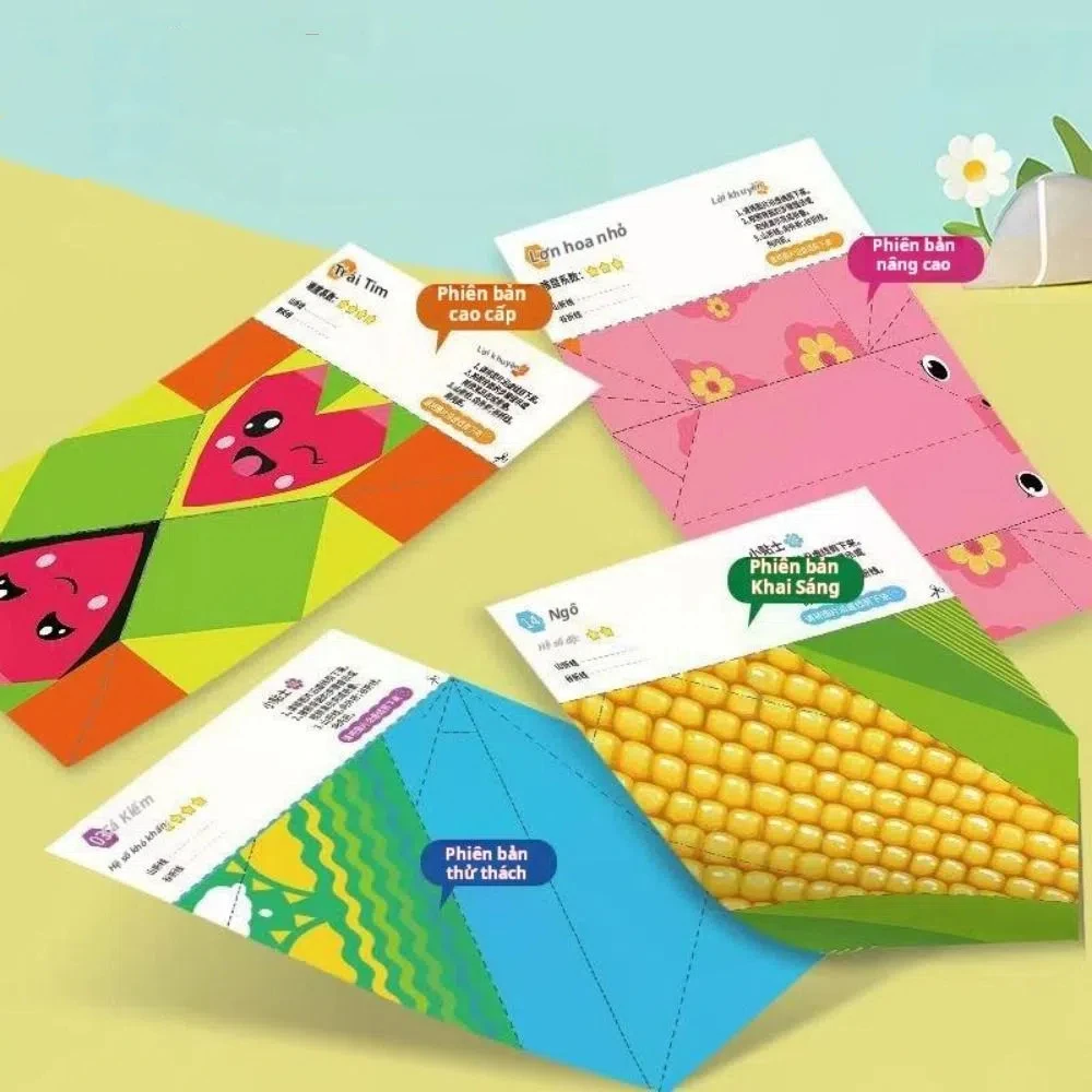 Funny DIY Origami Book 15 Sheets Animals Pattern 3D Puzzle Origami Children Handmade Origami Origami Guide For Kindergarten