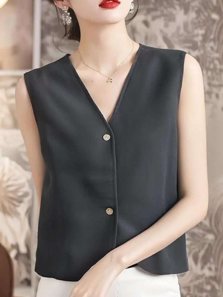 

Ele Bla Suit Vest Women's Faionable Layering Comfortable Versatile V-Ne Svel Vest for Summer 2025