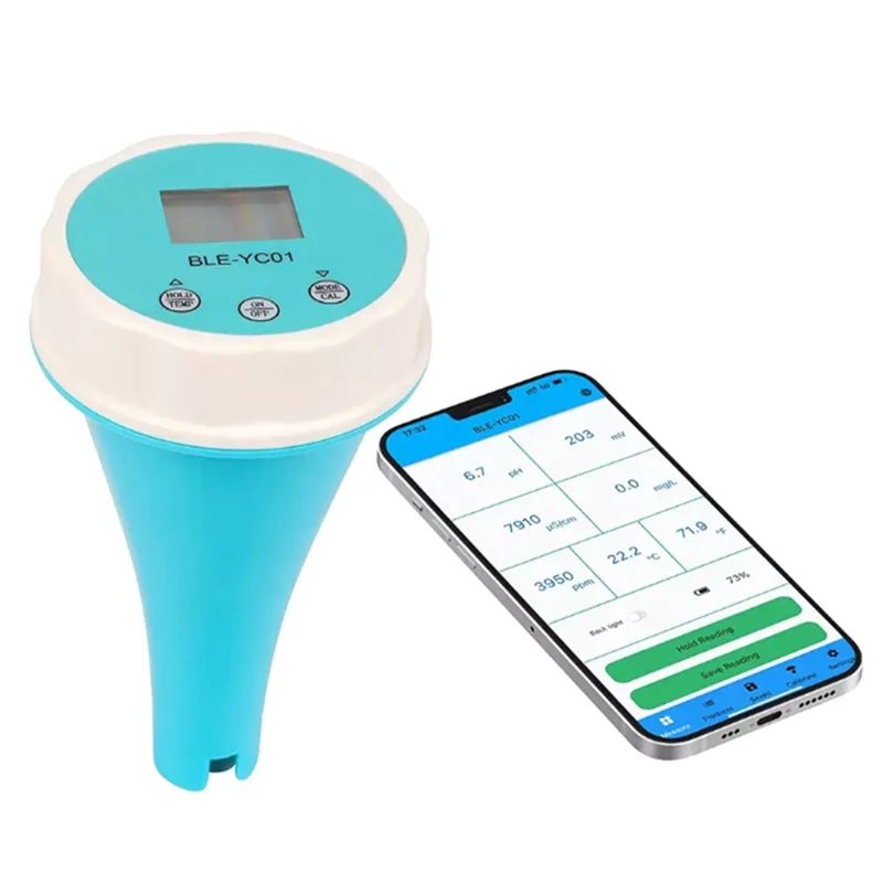 【NECESSITY】Bluetooth Connection APP 6-In-1 Water Quality Detector PH/ORP/EC/TDS/Temperture Swimming Pool Residual Chlorine Monitor】