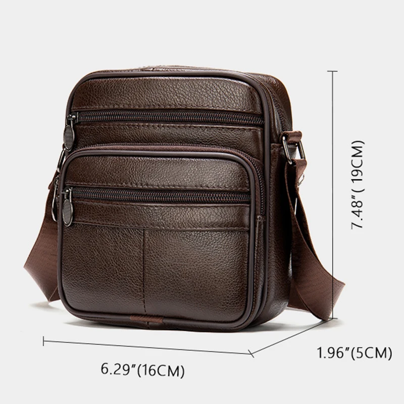 Men's new genuine leather crossbody bag top layer cowhide crossbody bag trendy new small shoulder bag solid color shoulder bag