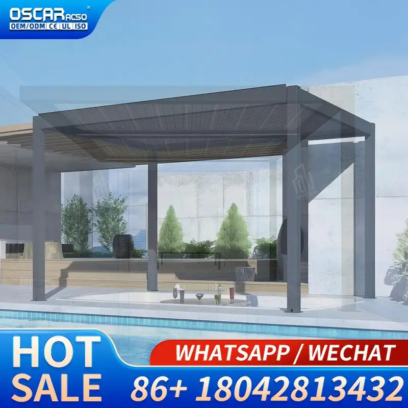 Modern Outdoor Garden  Aluminum Louvered Frame 3x3 4x8m Powder Coated Patio Backyard Poolside Leisure Structure Pergola