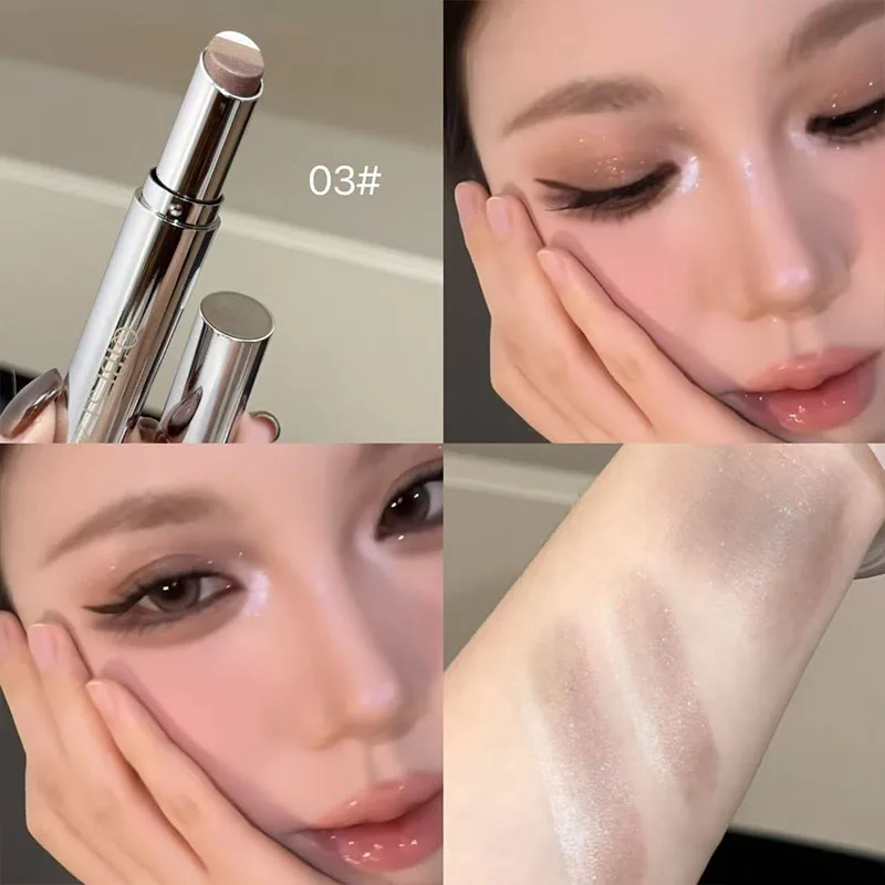 อายแชโดว์แบบแท่ง QIBEST ติดทนนาน ดินสอเขียนขอบตาแต่งหน้า อายแชโดว์เนื้อชิมเมอร์ ไฮไลท์เตอร์ ช่วยเพิ่มความสว่าง แต่งตาแบบไล่