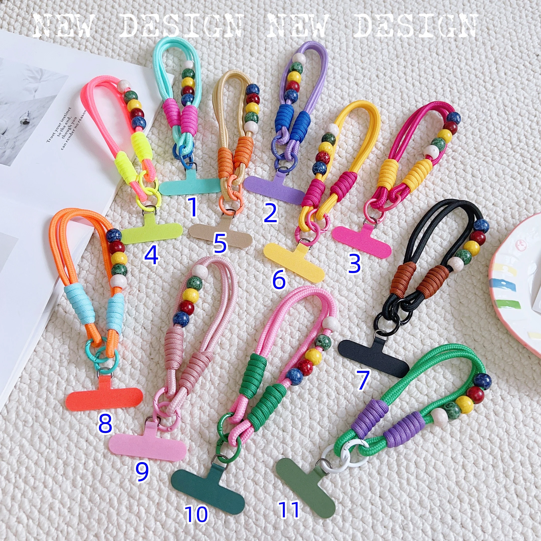 

Marble Bead Short Rope Hand Straps Rope Wristband Chain For Phone Case ID Card
