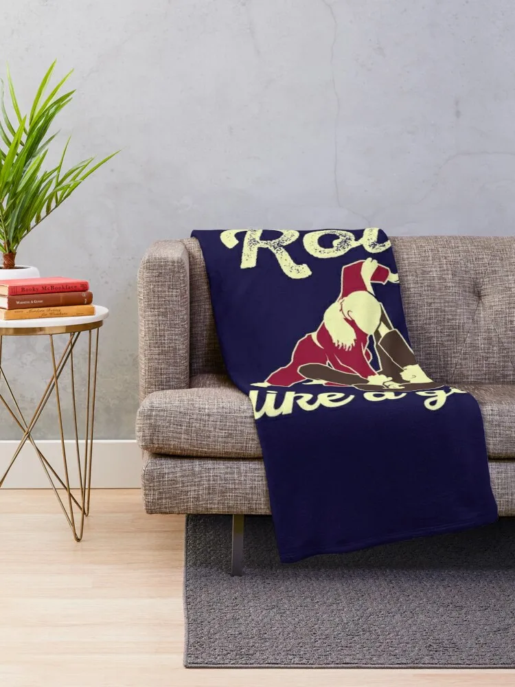 Roll Like A Girl Jiu Jitsu Throw Blanket blankets and throws Retros Single Blankets