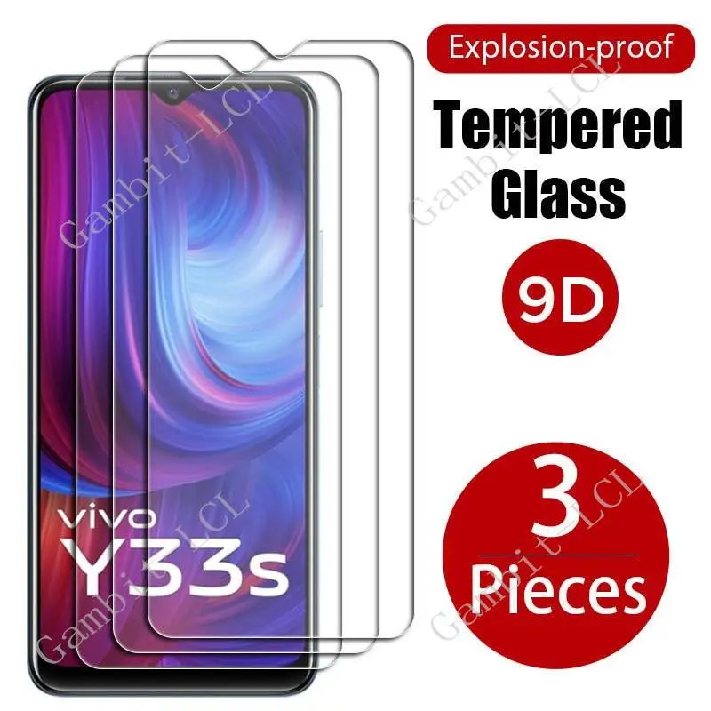 Vidro Temperado de Proteção para Vivo, Protetor de Tela, Filme de Capa, Y33s, 4G, 6.58 ", VivoY33s4G, Y33 S, Y 33 S, VivoV2109, V2109, 3Pcs