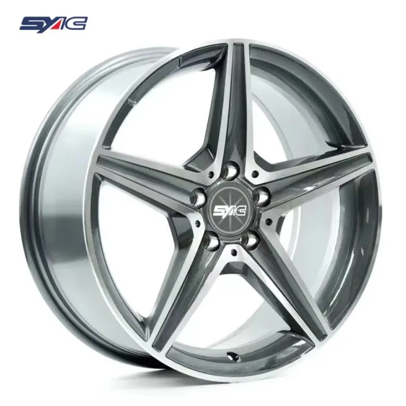 SYAC Custom Hot Selling 5-Spoke 17-22 Inch Monoblock Forging Aluminum Alloy Passenger Car Wheel Machined Face Rims PCD5x112
