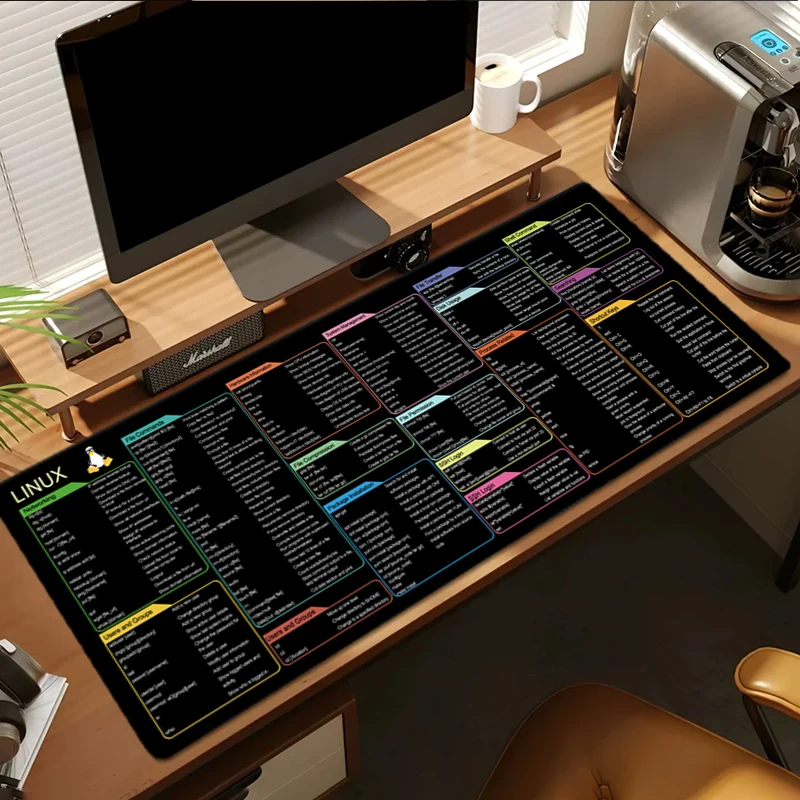 Large Commands Gaming Office Leather Mouse Pad Shortcut Unix Programmer Version Linux Pad Non-Slip Gamer Desk Table Computer Mat