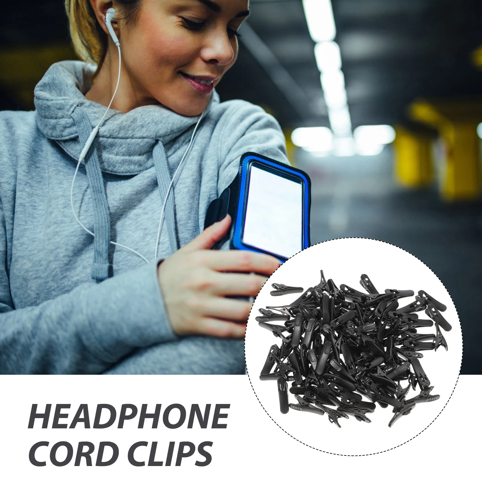 

Earphone Cable Clips Headphone Cord Wire Clamps for Cables Headset Black Plastic