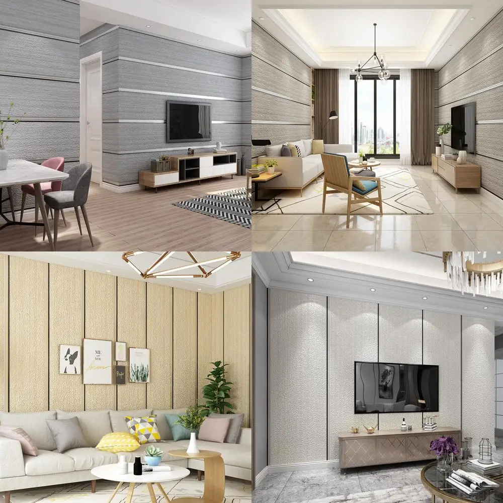 

Scandinavian Bedroom Living Room TV Background Wall Wallpaper Large Spacing Minimalist 3D Embossed Thickened Suede Velvet