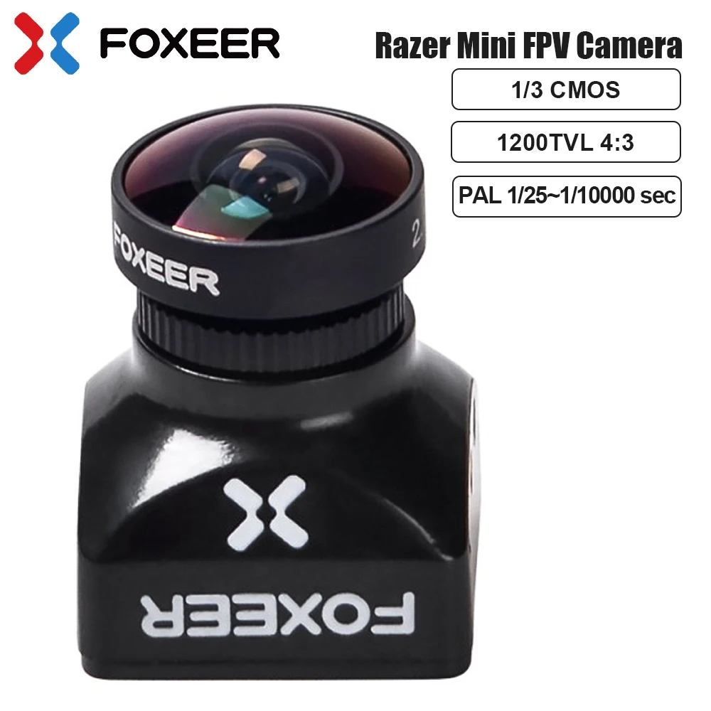 FOXEER Razer Mini Cámara FPV 1/3 CMOS HD 5V~25V 90dB 1200TVL FOV-H:98 °   Baja latencia para RC FPV Racing Drone RC Cámara V3 Actualización